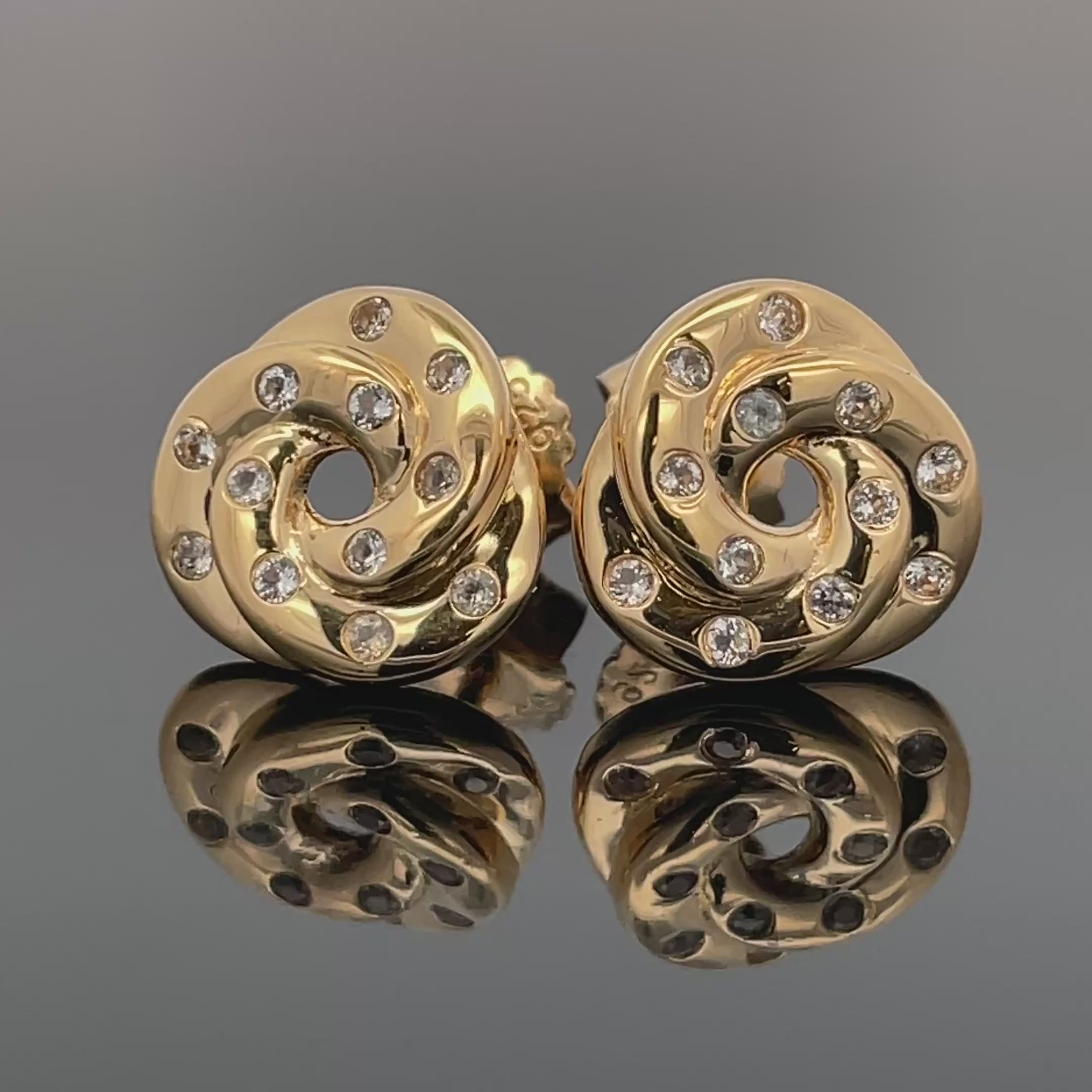 OHRSTECKER AUS 925/- SILBER VERGOLDET MIT WEIßTOPAS