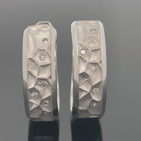 CREOLEN AUS 925/- SILBER RHODINIERT MIT  DIAMANTEN (GES. CA. 0,10 ct.)