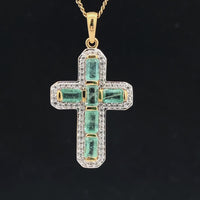 ANHÄNGER AUS 925/- SILBER VERGOLDET MIT SMARAGD & ZIRKON