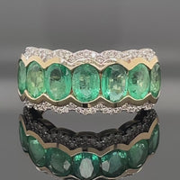 RING GR. 17 (53) AUS 585/-GELBGOLD MIT SAMBIA SMARAGD & BRILLANTEN