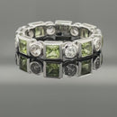 RING AUS 925/- SILBER RHODINIERT MIT PERIDOT & ZIRKON