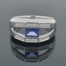 RING AUS 585/- WEIßGOLD mit Tansanit und Brillanten (ca. 1,29 ct.)