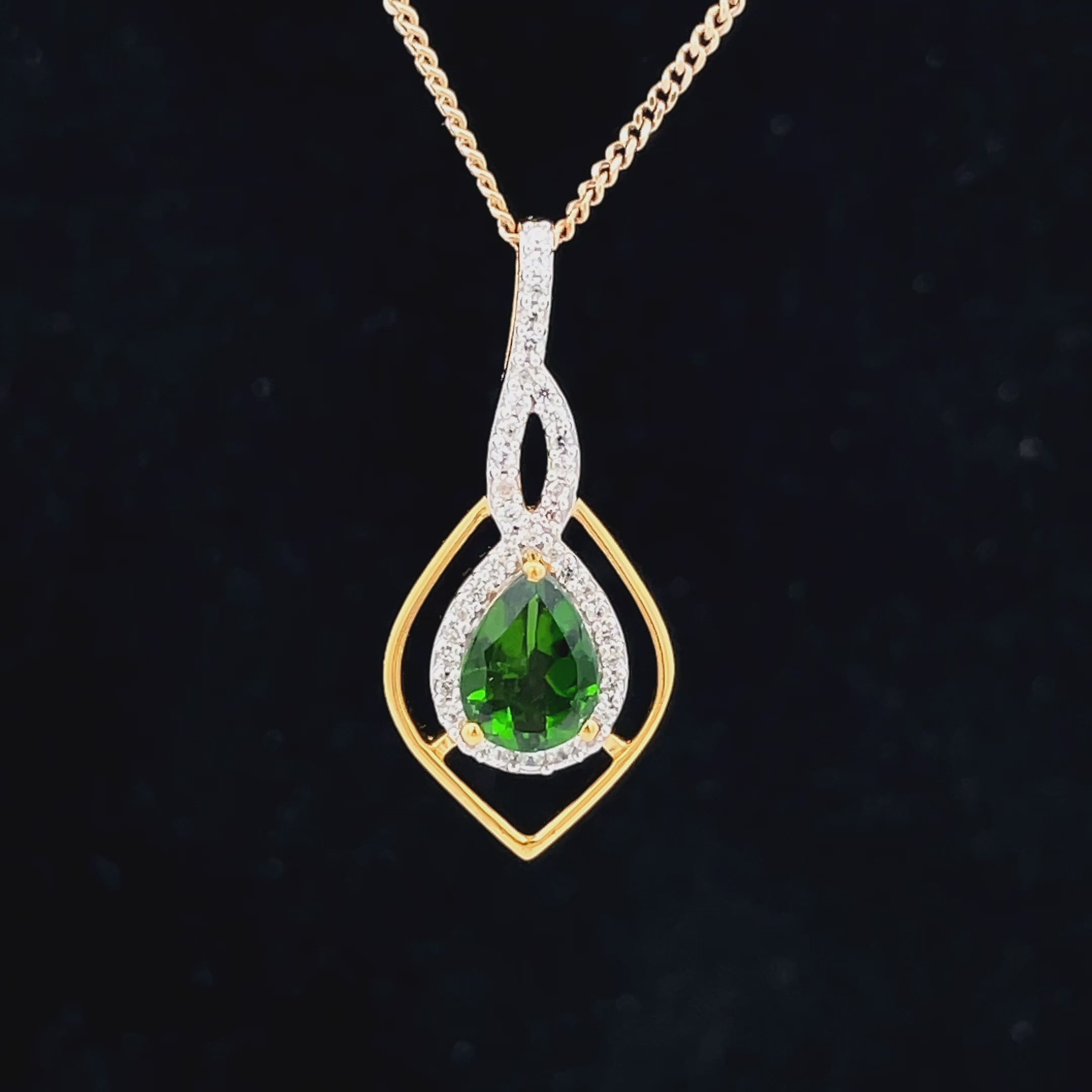 ANHÄNGER AUS 925/- SILBER VERGOLDET MIT CHROMDIOPSID & ZIRKON