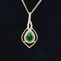 ANHÄNGER AUS 925/- SILBER VERGOLDET MIT CHROMDIOPSID & ZIRKON