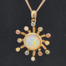 ANHÄNGER AUS 375/- GELBGOLD mit Kristallopal und Multi Brillanten (ca. 0,156 ct.)