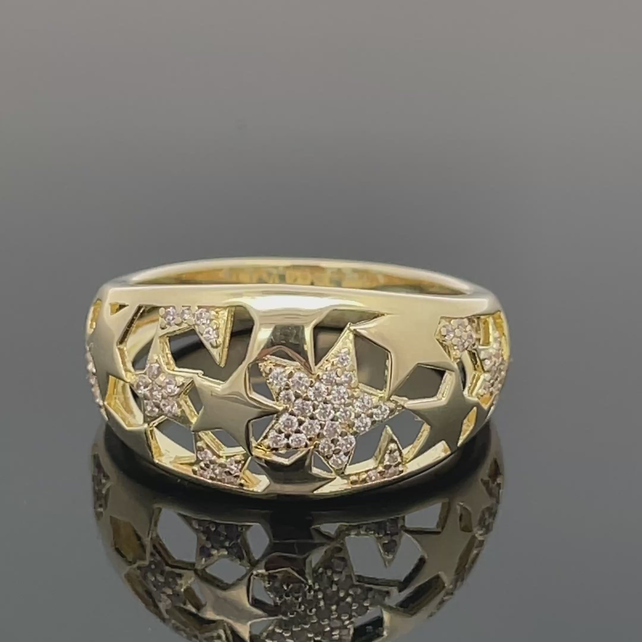 RING AUS 925/- SILBER GELBVERGOLDET MIT ZIRKONIA