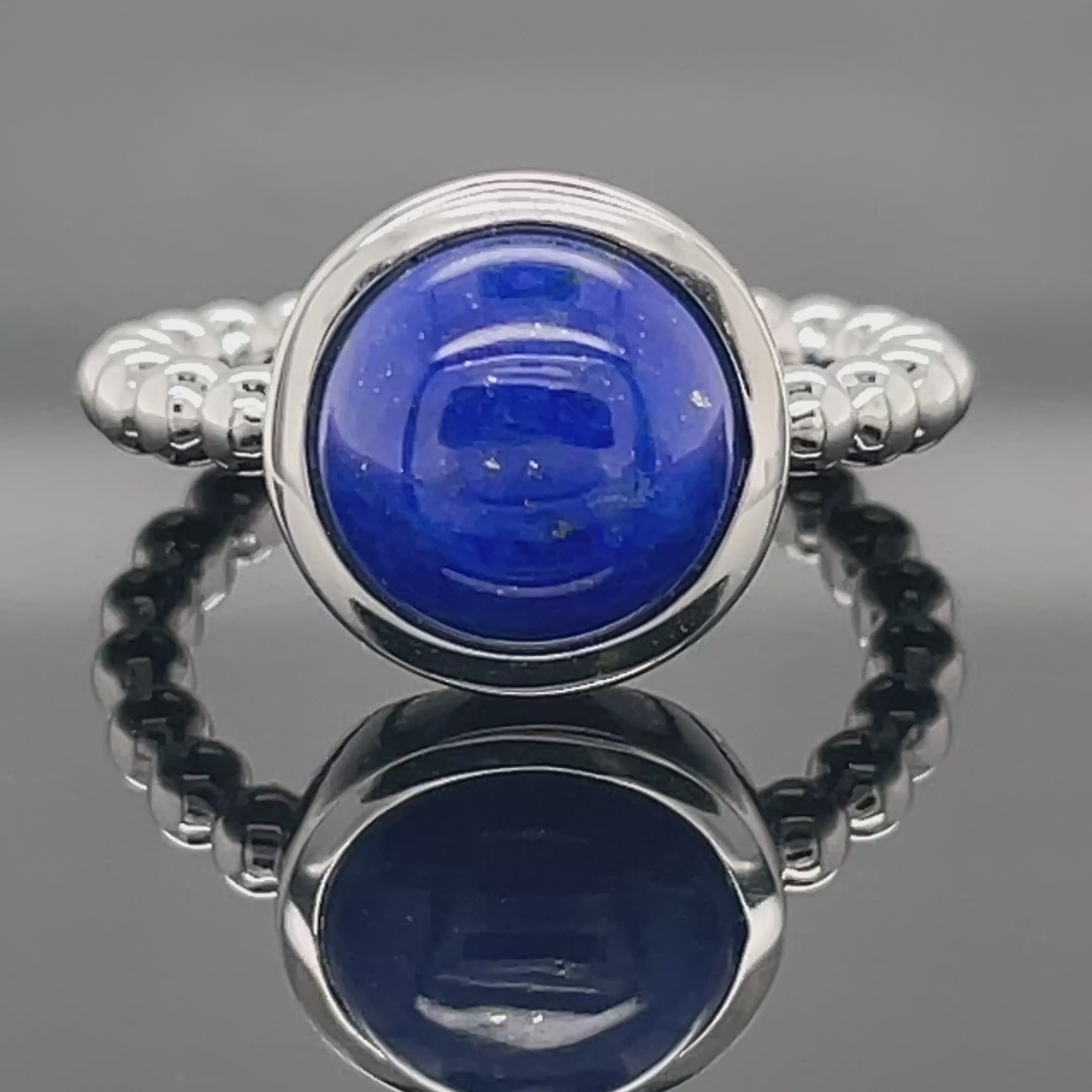 RING AUS 925/- SILBER RHODINIERT MIT LAPIS (CA. 4,0 ct.)