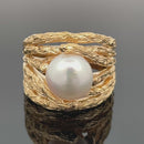 RING AUS 925/- SILBER VERGOLDET MIT SÜßWASSERZUCHTPERLE