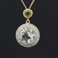 ANHÄNGER AUS 925/- SILBER VERGOLDET MIT PRASIOLITH, PERIDOT & ZIRKON