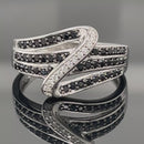 RING AUS 925/- SILBER RHODINIERT MIT ZIRKONIA