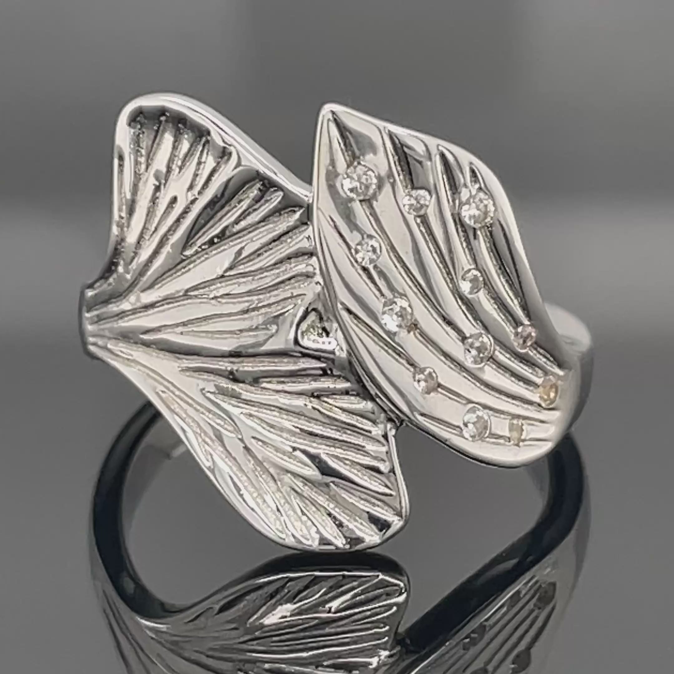 RING AUS 925/- SILBER RHODINIERT MIT ZIRKON ( GES. CA.0,11 ct.)
