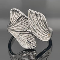 RING AUS 925/- SILBER RHODINIERT MIT ZIRKON ( GES. CA.0,11 ct.)