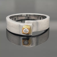 RING AUS 925/- SILBER & 585/- GELBGOLD MIT BRILLANTEN ( GES.CA.0,05 ct.)