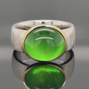 RING AUS 925/- SILBER BICOLOR MIT BERNSTEIN/PERMUTT-DUBL.BEH. ( CA.2,40 ct.)