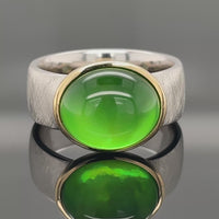 RING AUS 925/- SILBER BICOLOR MIT BERNSTEIN/PERMUTT-DUBL.BEH. ( CA.2,40 ct.)