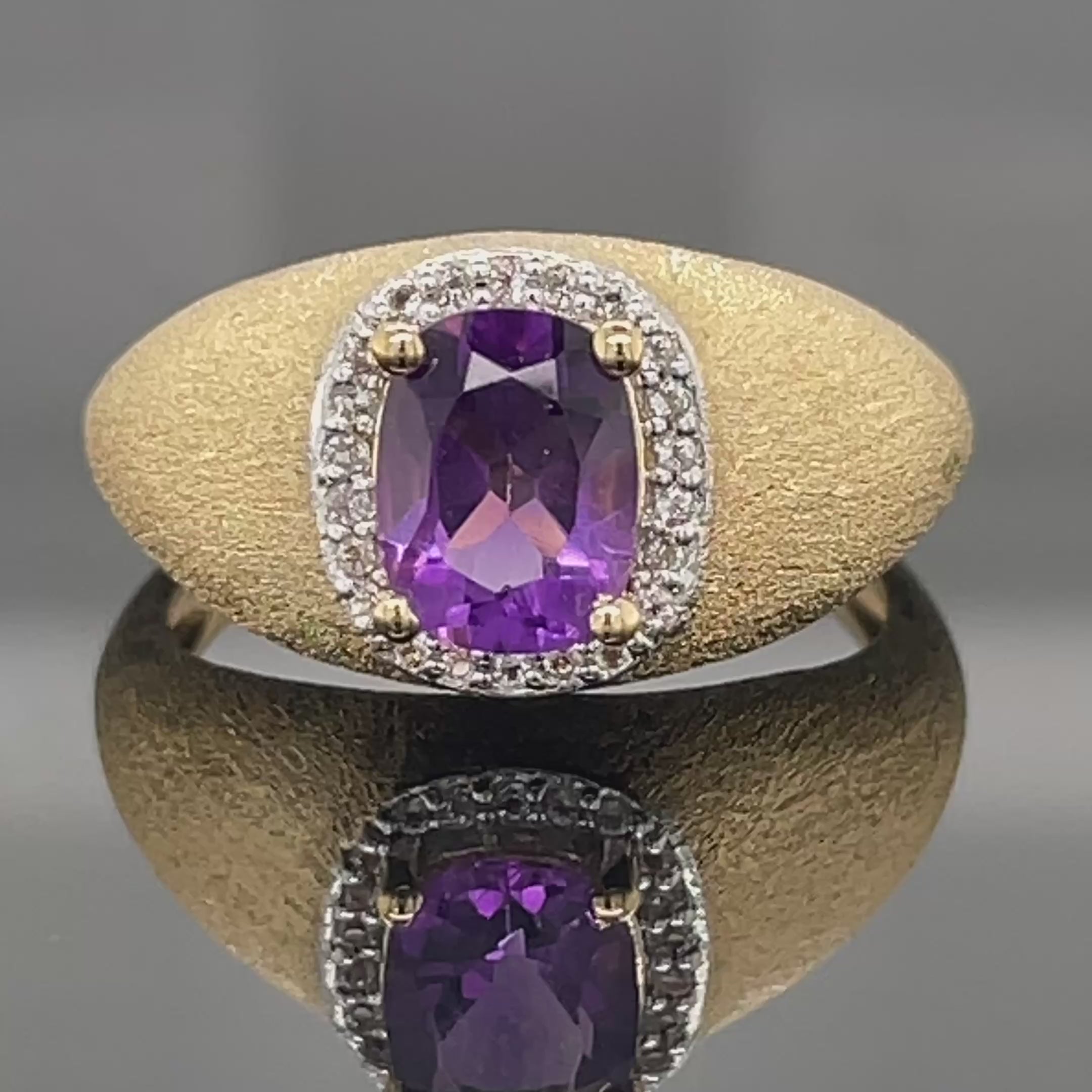 RING AUS 925/- SILBER VERGOLDET MIT AMETHYST & ZIRKON