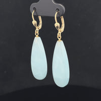 OHRHÄNGER AUS 375/- GELBGOLD MIT MILKY AQUAMARIN (GES.CA.30,0 ct.)