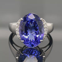 RING AUS 950/- PLATIN MIT TANSANIT AAAAA (CA. 7,00 ct.) & BRILLANTEN (GES.CA.0,10 ct.)