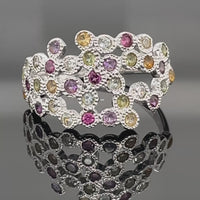 RING AUS 925/- SILBER RHODINIERT MIT MULTI EDELSTEINE (GES.CA.1,80 ct.)