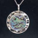 CLIP ANHÄNGER AUS 925/- SILBER RHODINIERT MIT ABALONE/BERGKRISTALL-DUBL. BEH.