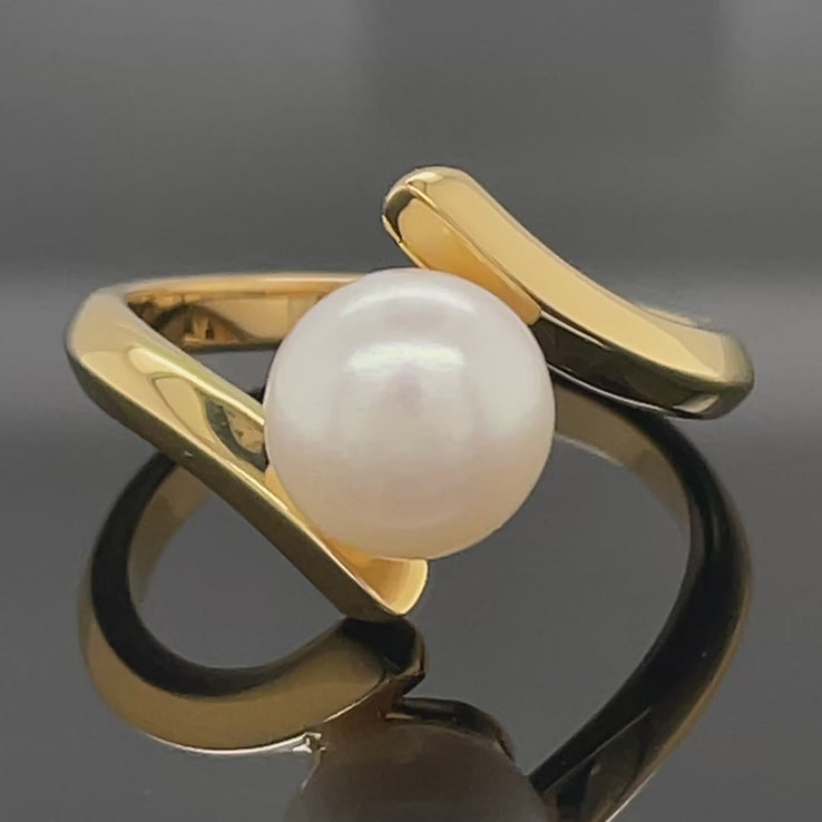 RING AUS 925/- SILBER VERGOLDET MIT SÜßWASSERZUCHTPERLE