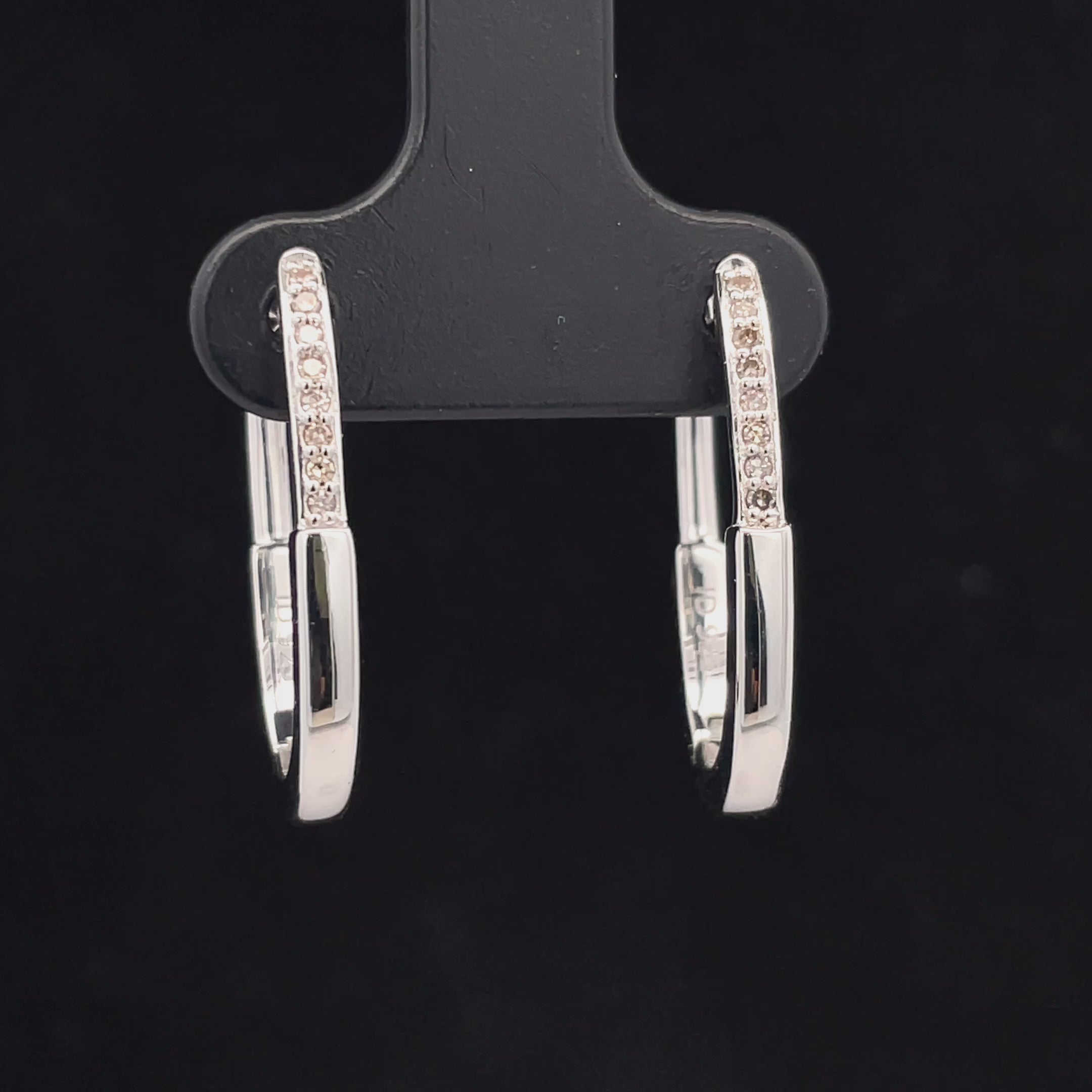 CREOLEN AUS 925/- SILBER RHODINIERT MIT  DIAMANTEN (GES. CA. 0,10 ct.) (Kopie)