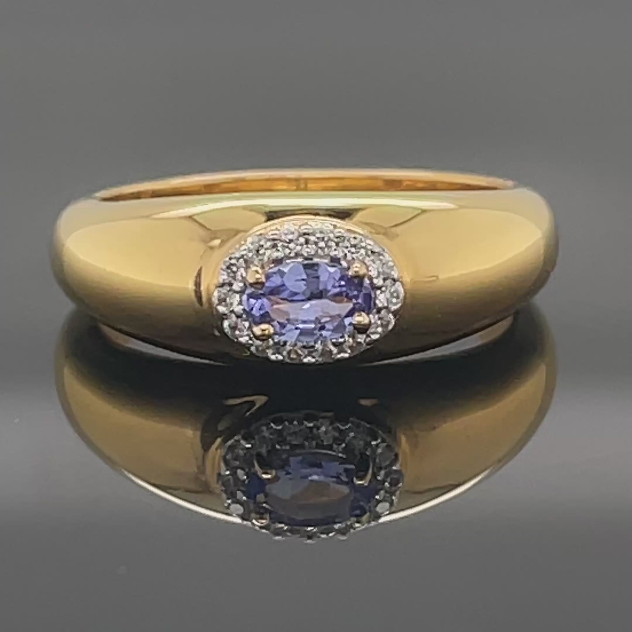 RING AUS 925/- SILBER VERGOLDET MIT TANSANIT & ZIRKON