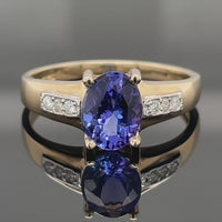 RING AUS 375/- GELBGOLD MIT TANSANIT AAAA & BRILLANTEN (GES.CA. 1,56ct.)