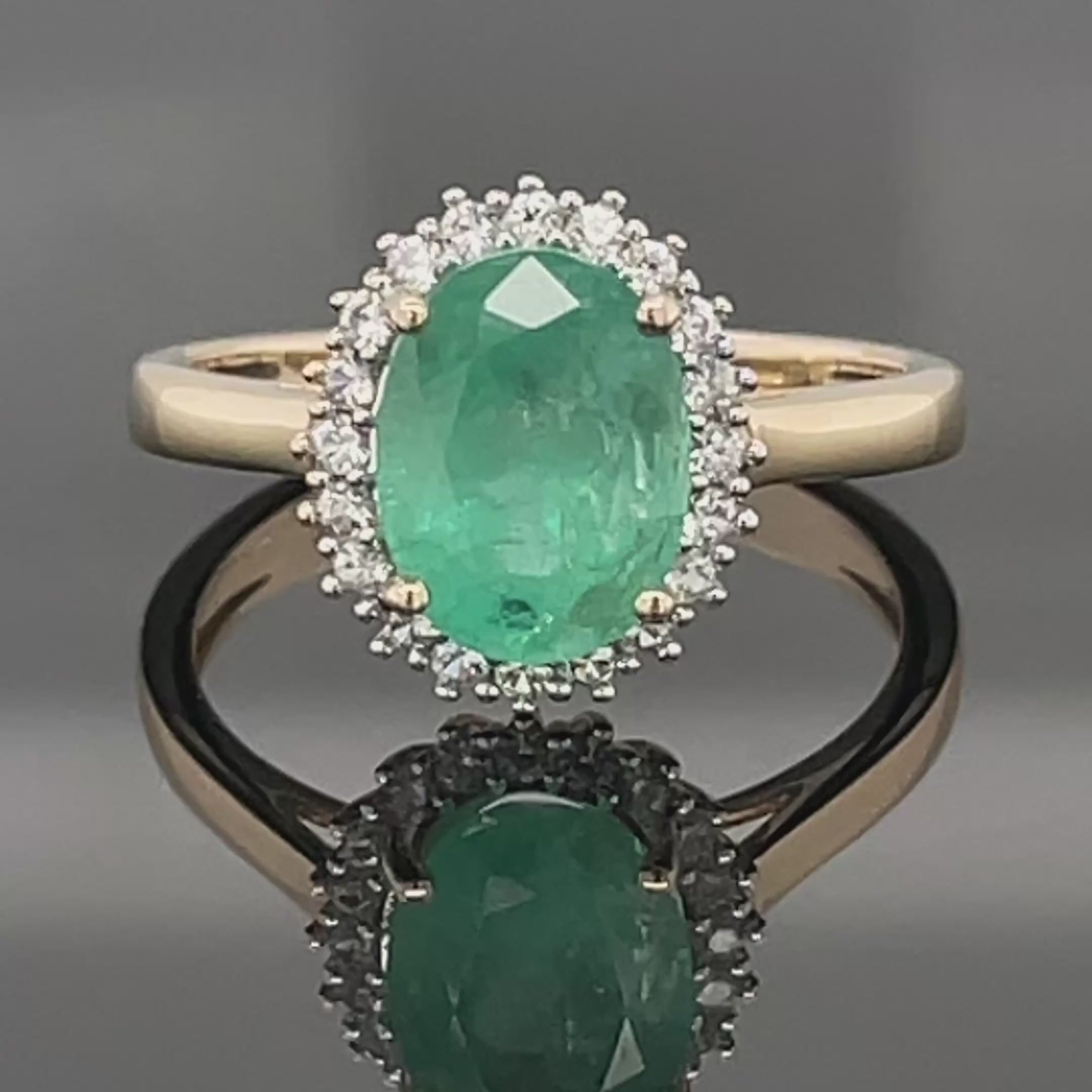 RING AUS 375/- GELBGOLD MIT SAMBIA SMARAGD & ZIRKON ( GES. CA. 1,83 ct.)