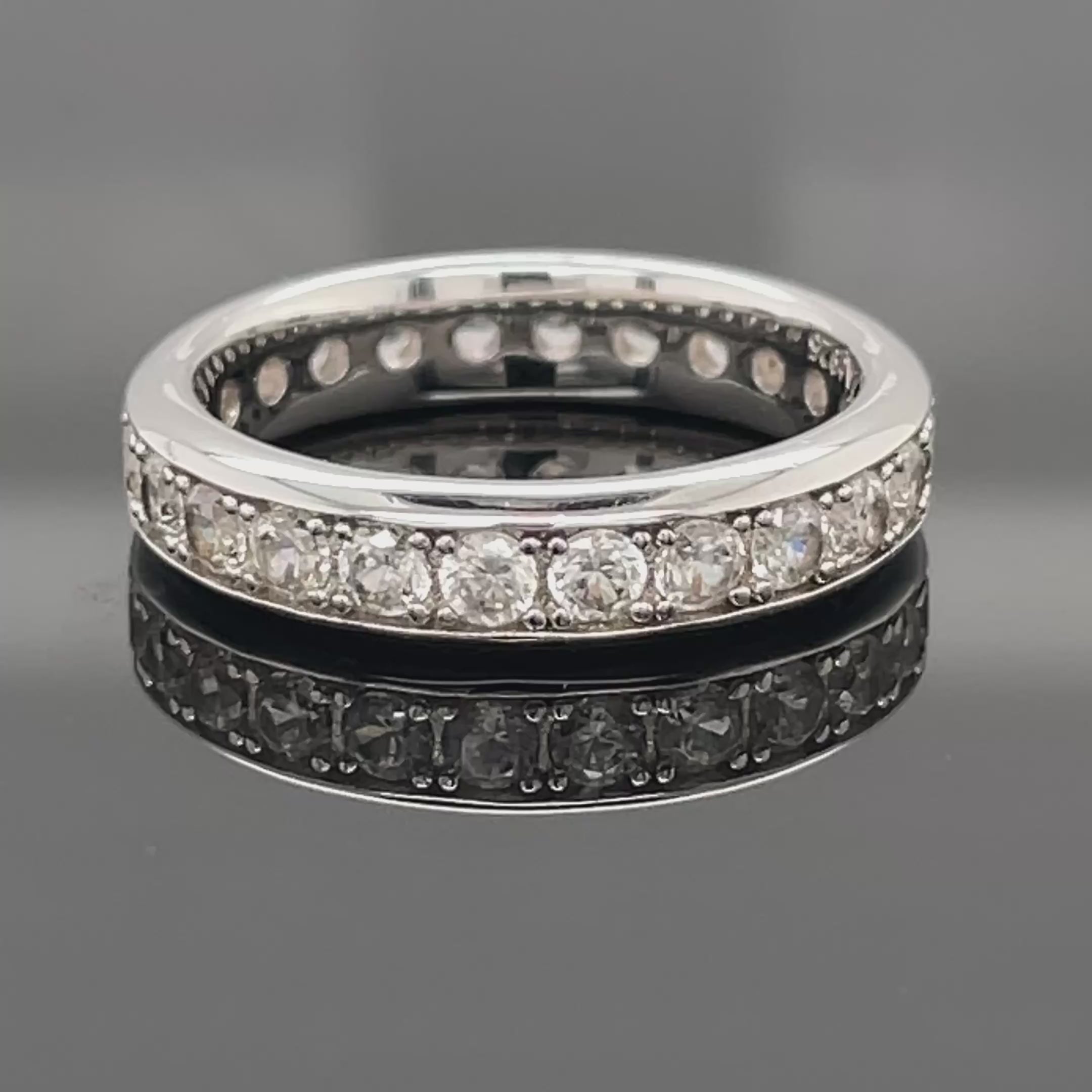 RING AUS 925/- SILBER RHODINIERT MIT ZIRKON