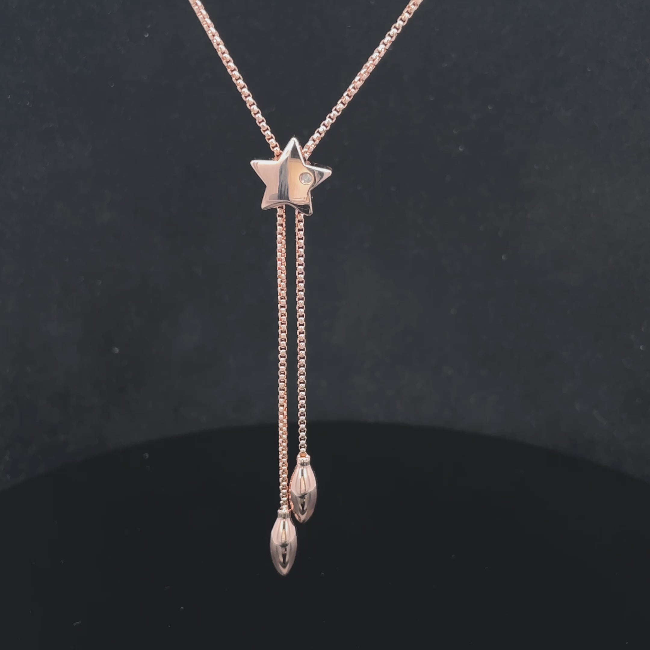 SLIDER Y-COLLIER 925/- SILBER ROSÈVERGOLDET MIT ZIRKONIA
