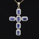 ANHÄNGER AUS 375/- GELBGOLD MIT TANSANIT & ZIRKON