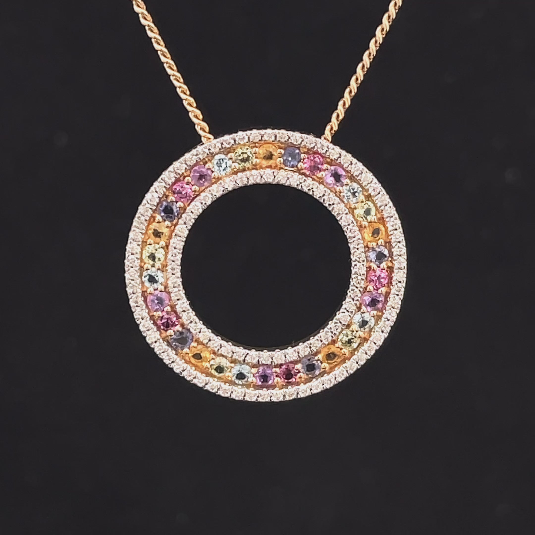 ANHÄNGER AUS 375/- GELBGOLD MIT MULTI EDELSTEINE & BRILLANTEN