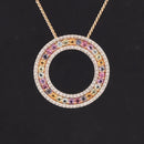 ANHÄNGER AUS 375/- GELBGOLD MIT MULTI EDELSTEINE & BRILLANTEN
