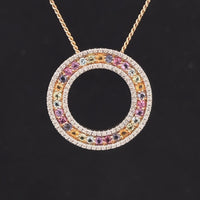 ANHÄNGER AUS 375/- GELBGOLD MIT MULTI EDELSTEINE & BRILLANTEN
