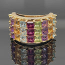 RING AUS 925/- SILBER VERGOLDET MIT MULTI EDELSTEINE