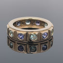 RING AUS 585/- GELBGOLD MIT PARAIBA-TURMALIN & TANSANIT AAA