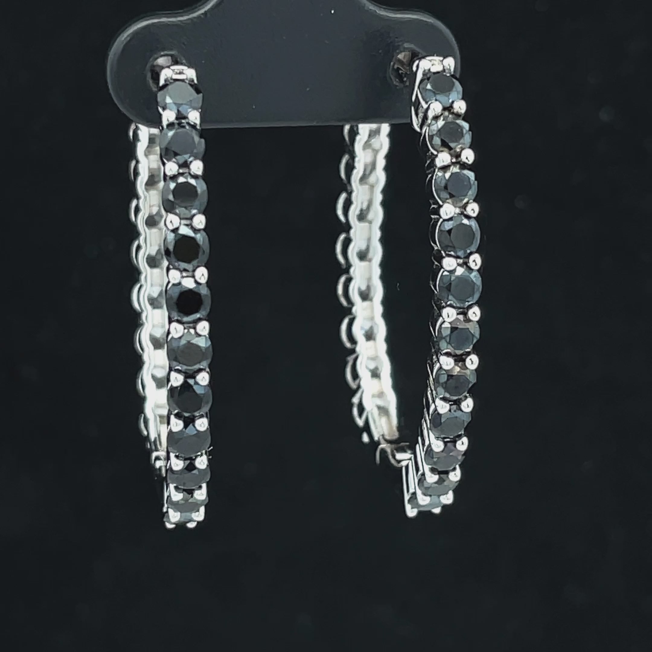WENDECREOLEN AUS 925/- SILBER RHODINIERT MIT SPINELL & ZIRKON ( GES.CA. 6,06 ct.)