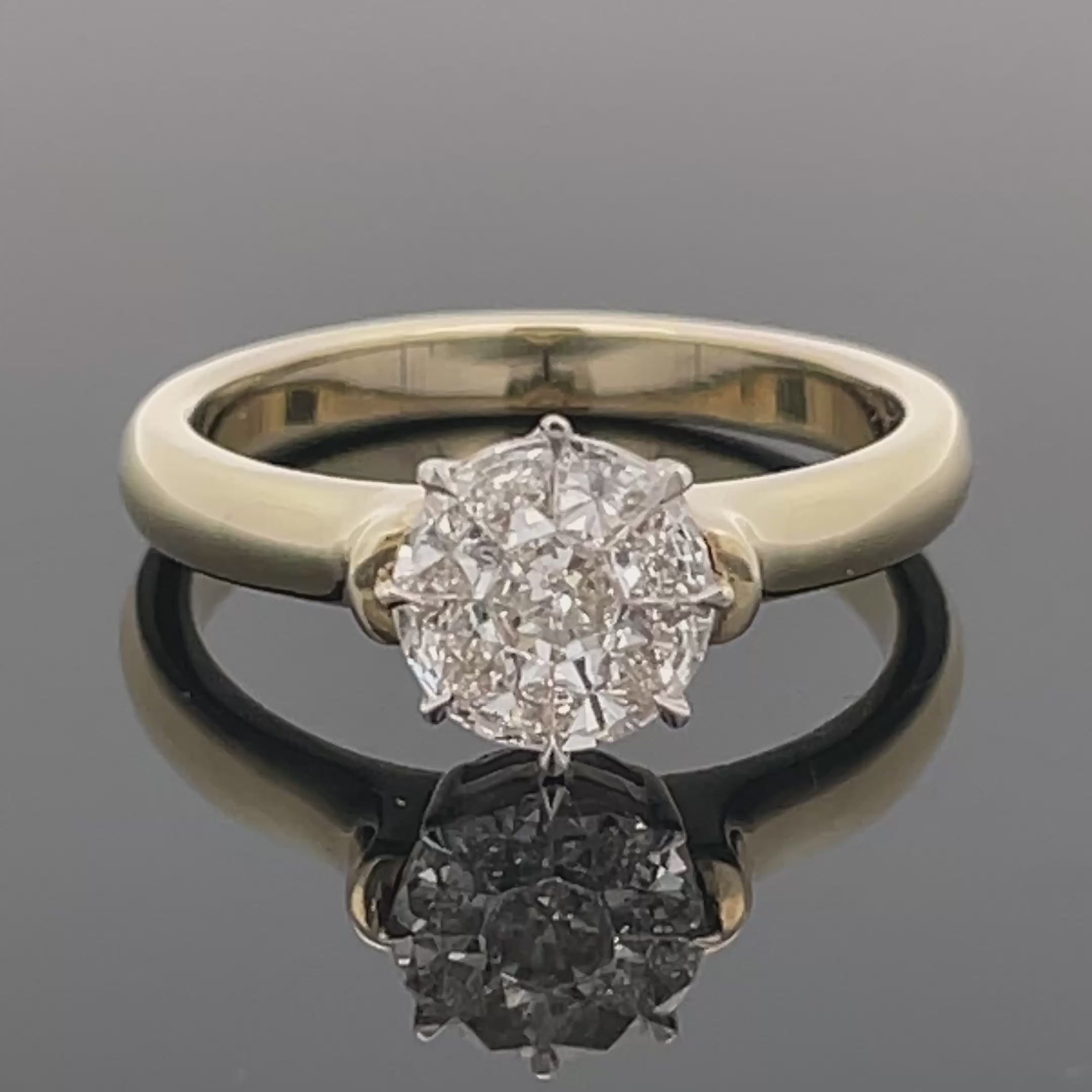 RING AUS 585/- GELBGOLD/WEIßGOLD MIT DIAMANTKOMPOSITION (CA. 0,40ct.)