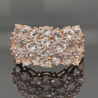 RING AUS 925/- SILBER VERGOLDET MIT MORGANIT & ZIRKON