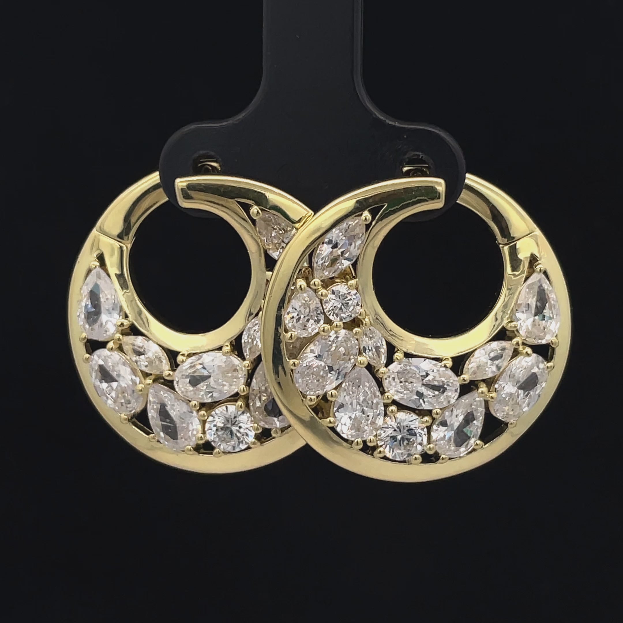 CREOLEN AUS 925/- SILBER GELBGOLDPLATTIERT MIT ZIRKONA