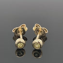 OHRSTECKER AUS 375/- GELBGOLD MIT PALLASIT ( GES. CA. 0,120 ct.)