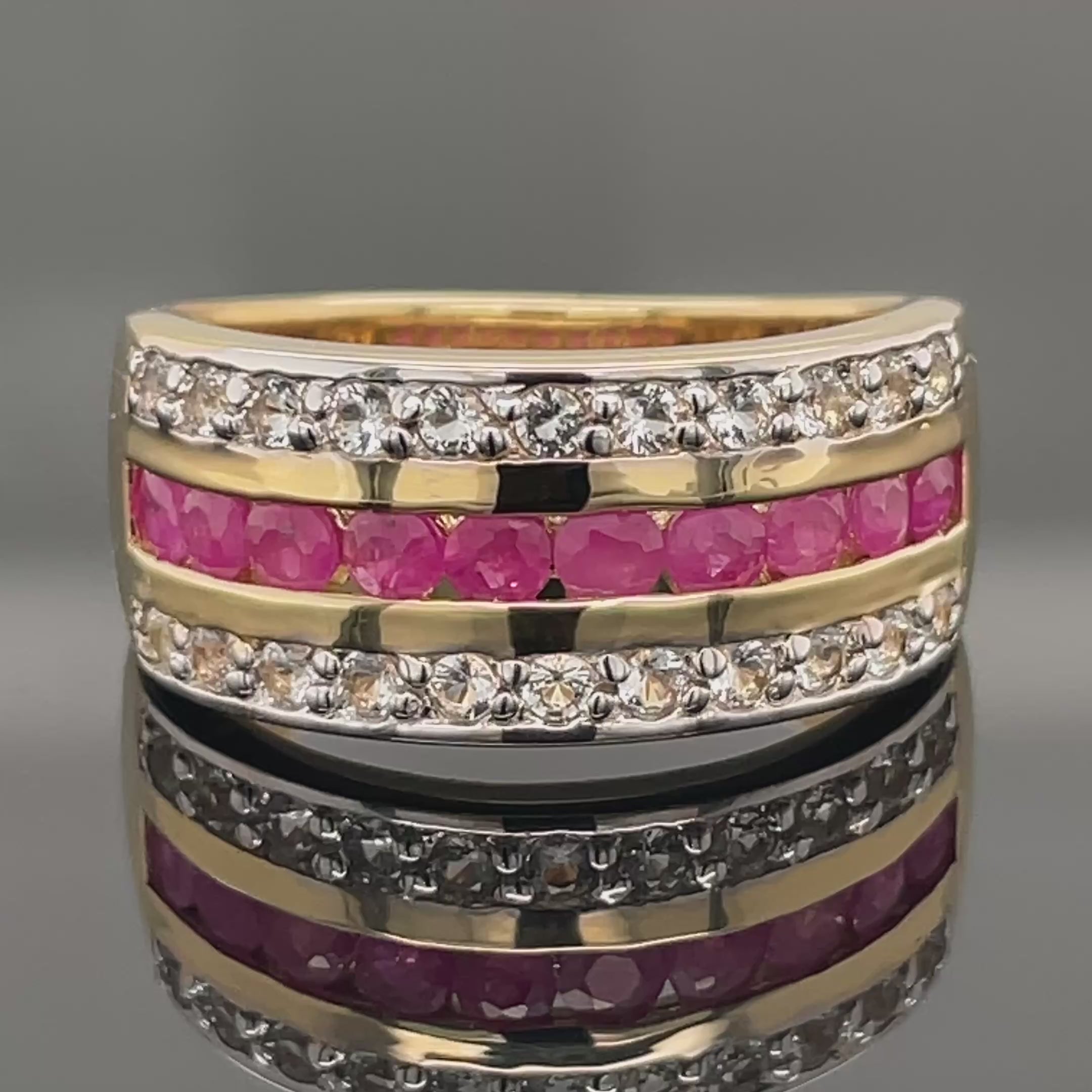 RING AUS 925/- SILBER VERGOLDET MIT SAMBIA RUBIN & ZIRKON