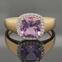 RING AUS 925/- SILBER VERGOLDET MIT AMETHYST & ZIRKON