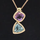ANHÄNGER AUS 375/- GELBGOLD MIT AMETHYST & BLAUTOPAS