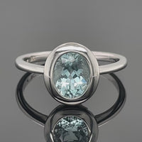 RING AUS 600/- PLATIN MIT SANTA MARIA AQUAMARIN (CA. 1,40 ct.)