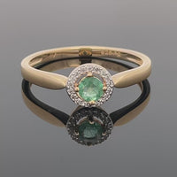 RING AUS 925/- SILBER VERGOLDET MIT SAMBIA SMARAGD & ZIRKON