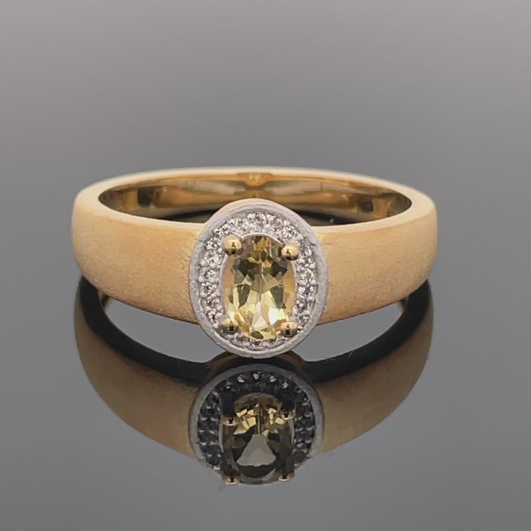 RING GR.19 (CA.60) AUS 925/- SILBER VERGOLDET MIT GOLDBERYLL & ZIRKON