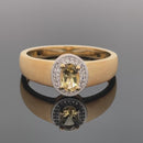 RING GR.19 (CA.60) AUS 925/- SILBER VERGOLDET MIT GOLDBERYLL & ZIRKON