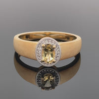 RING GR.19 (CA.60) AUS 925/- SILBER VERGOLDET MIT GOLDBERYLL & ZIRKON